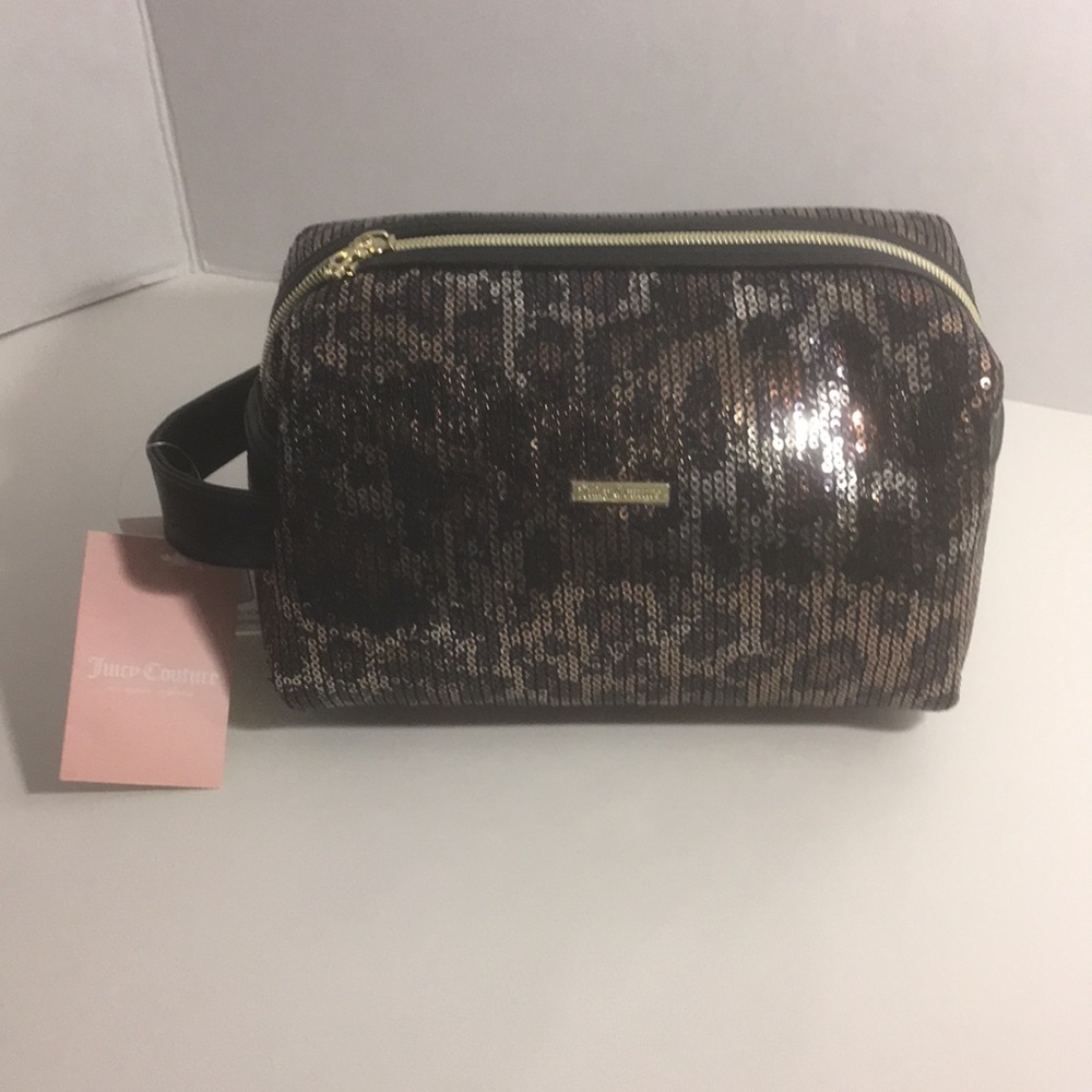 Juicy Couture sequined Leopard cosmetic bag,NWT